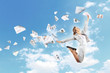 Photo: Image of jumping businesswoman Image of jumping businesswoman