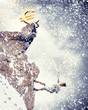 businesswoman climbing mountain