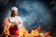 Asian female cook in anger