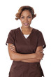 Cute woman wearing scrubs.