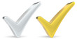 Photo: Check Mark. 2 x Check mark. Silver and Gold. Check Mark. 2 x Check mark. Silver and Gold.