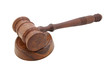 Wooden judge's gavel isolated on white