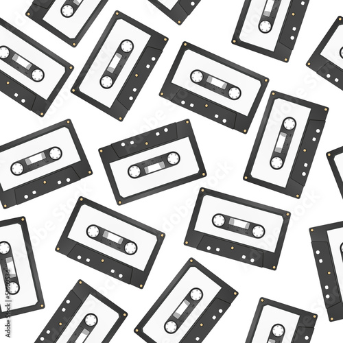 Vector: audiocassette seamless pattern audiocassette seamless pattern