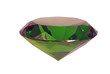 Green emerald gemstone on white background, lateral view