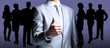 The businessman, a gesture, a finger.