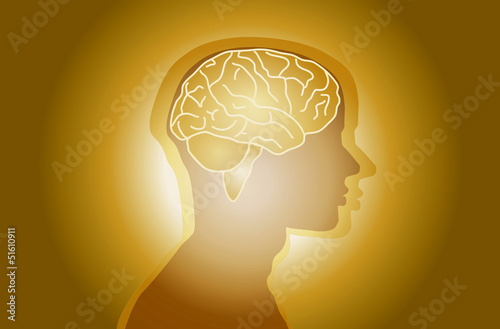 Vector: Gold Background Man Brain Vector Gold Background Man Brain Vector