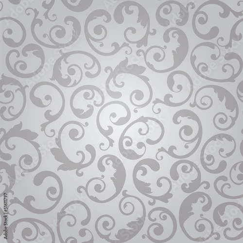  Seamless luxury silver swirls floral wallpaper pattern