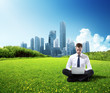 Foto: business man working in park business man working in park