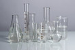 Test tubes on gray background