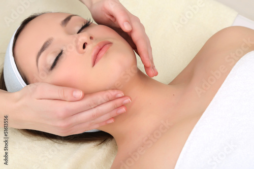 Photo: Beautiful young woman in cosmetic salon close up Beautiful young woman in cosmetic salon close up