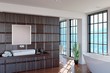 Illustration: Modern Bathroom, Scenic View Modern Bathroom, Scenic View