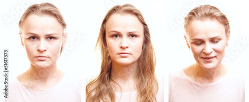 Photo: Girl passport photos with different emotions. Girl passport photos with different emotions.
