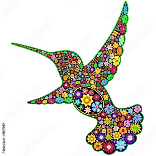 Vector: Hummingbird Floral Ornamental Art Design-Colibri Arte Floreale Hummingbird Floral Ornamental Art Design-Colibri Arte Floreale