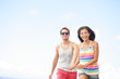Couple having fun laughing in love outside