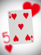 Foto: Playing card, five of hearts Playing card, five of hearts