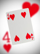 Foto: Playing card, four of hearts Playing card, four of hearts