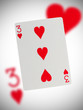 Foto: Playing card, three of hearts Playing card, three of hearts
