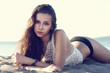 model at beach