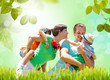 familie im feld