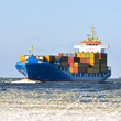 Cargo container ship sailing