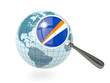 Illustration: Magnified flag of marshall islands with blue globe Magnified flag of marshall islands with blue globe