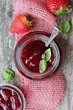 canvas print picture - Strawberry jam with basil