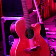 Guitar and other musical equipment on stage before concert