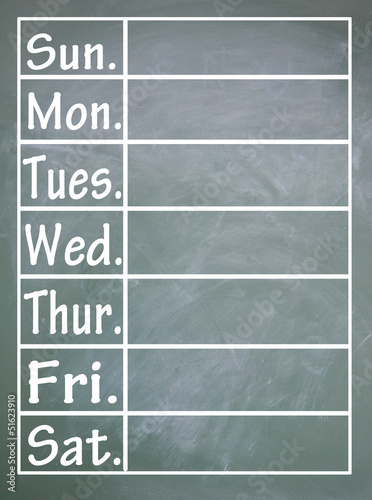 Photo: week table week table