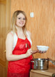 Photo: woman pours the soup woman pours the soup