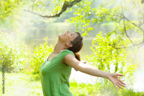 Photo: free happy young woman in the sping time free happy young woman in the sping time