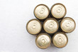 top view a isolated aluminum beer cans and clover