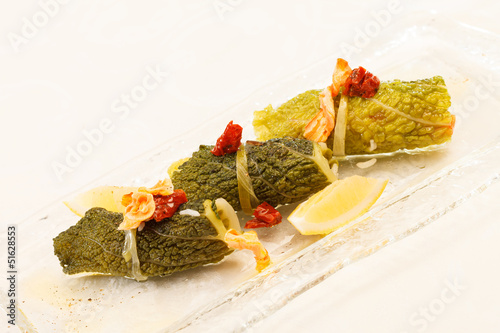 Photo: savoy cabbage leaves stuffed with vegetables savoy cabbage leaves stuffed with vegetables