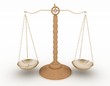Illustration: classic scales of justice on white background classic scales of justice on white background
