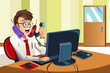Vector: Busy businessman on the phone Busy businessman on the phone