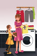 Mother daughter doing  laundry