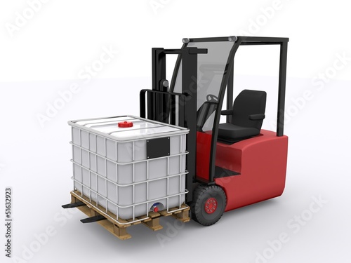 Illustration: IBC Container mit Gabelstapler IBC Container mit Gabelstapler