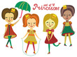 Set of 4 cute colorful Princesses