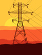 Vektor: High voltage tower and line background vector High voltage tower and line background vector