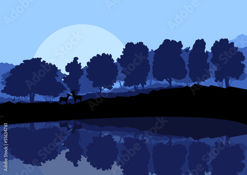 Vector: Wild mountain forest nature landscape scene background illustrat Wild mountain forest nature landscape scene background illustrat