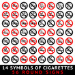 13 symbols of cigarettes, 52 round signs