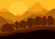 Wild mountain forest nature landscape scene background illustrat