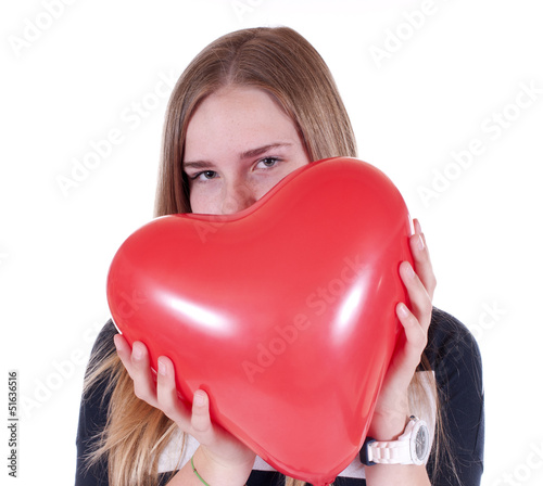 Photo: Mädchen mit Luftballonherz Mädchen mit Luftballonherz
