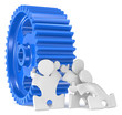 Big Task. Puzzle People x 3 moving big Cogwheel.