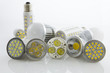 various LEDs bulb GU10 and E27 with different cooling