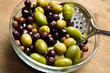 green and black olives