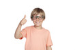Photo: Smiling boy with glasses saying Ok Smiling boy with glasses saying Ok