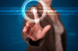 Photo: Woman pressing high tech type of modern buttons Woman pressing high tech type of modern buttons