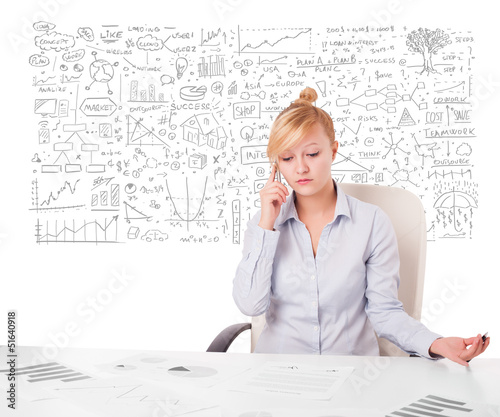 Photo: Pretty businesswoman planning and calculating various business i Pretty businesswoman planning and calculating various business i