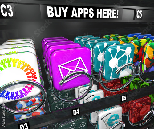 Illustration: App Vending Machine Buy Apps Shopping Download App Vending Machine Buy Apps Shopping Download