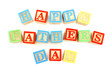 Child's toy block letters spelling Happy Fathers Day